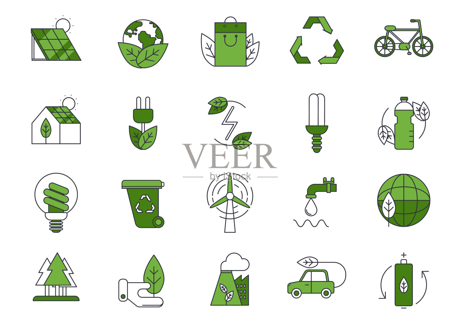 一组矢量生态标志或孤立的生态标志图标素材