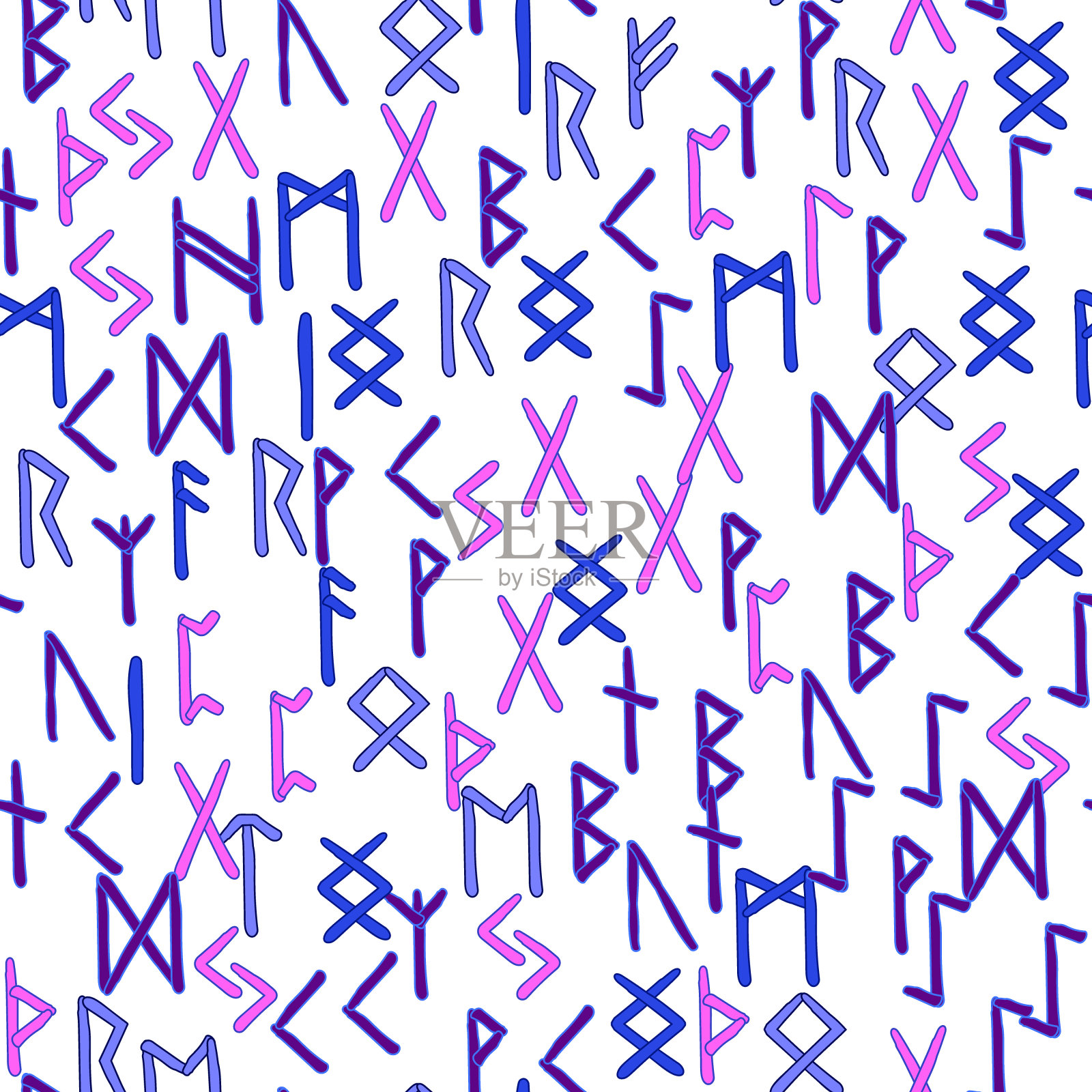 无缝模式与魔法符文符号插画图片素材