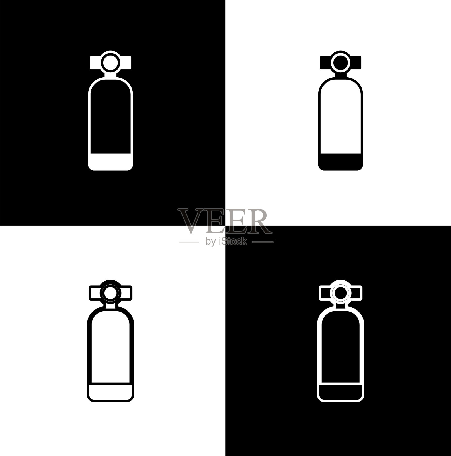 设置aqualung图标隔离在黑色和白色图标素材