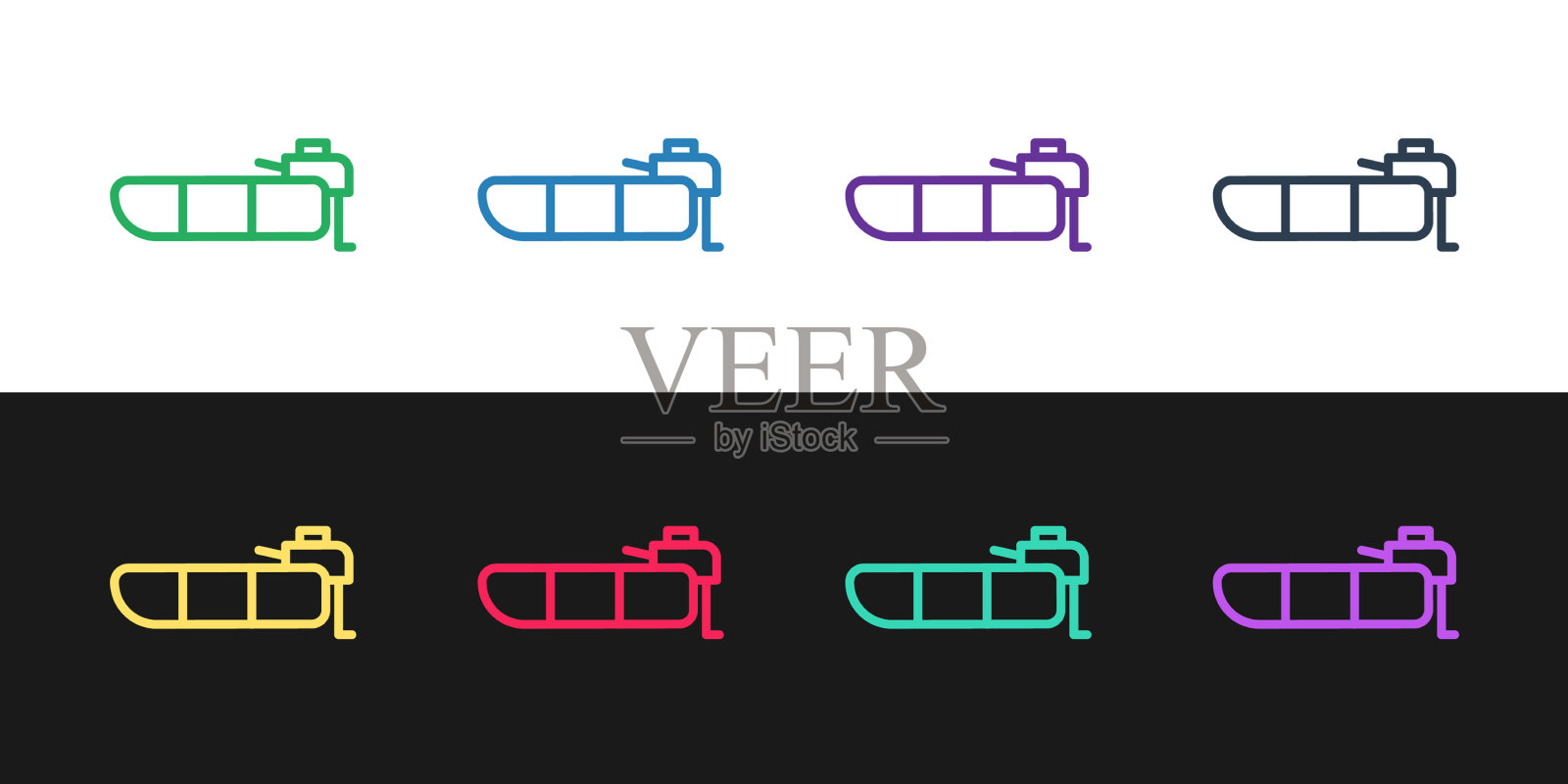 设置带舷外马达图标的充气船图标素材