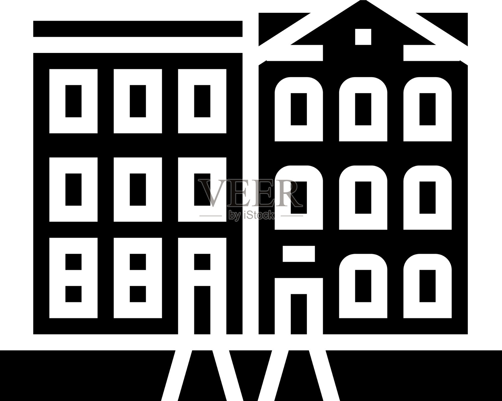 联排别墅字形图标插画图片素材