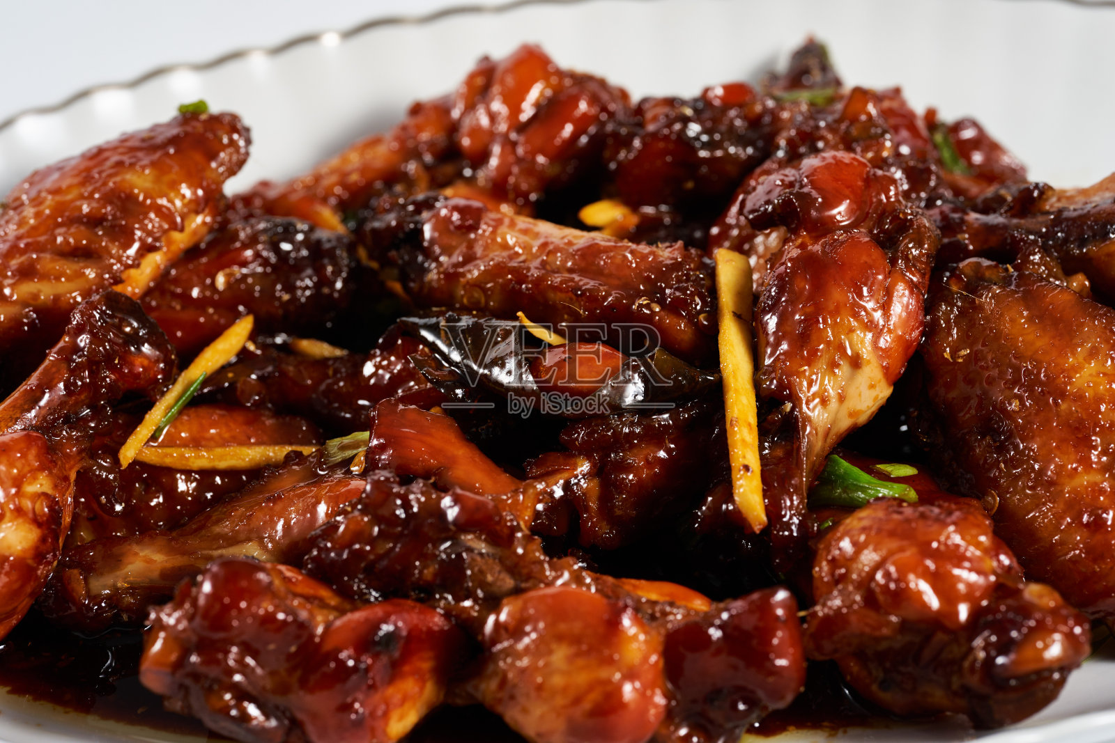 焦糖鸡翅,亚洲菜照片摄影图片