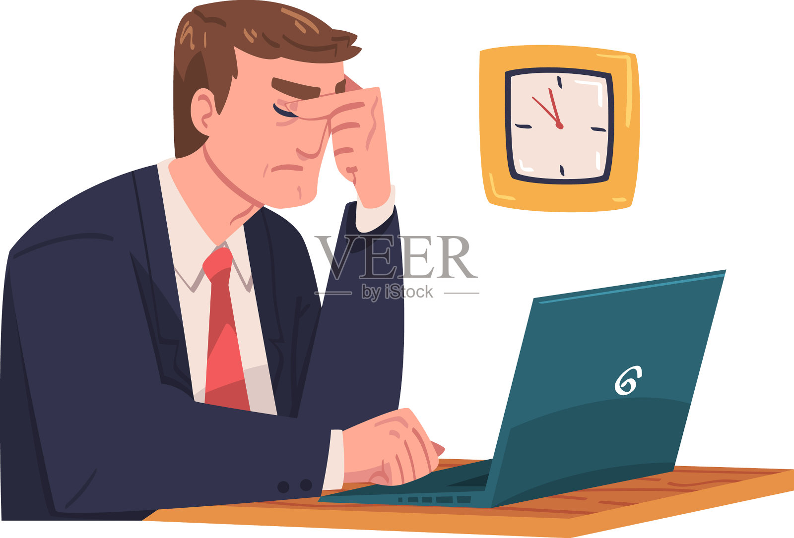 年轻忙碌的人性格在压力下感到疲惫设计元素图片