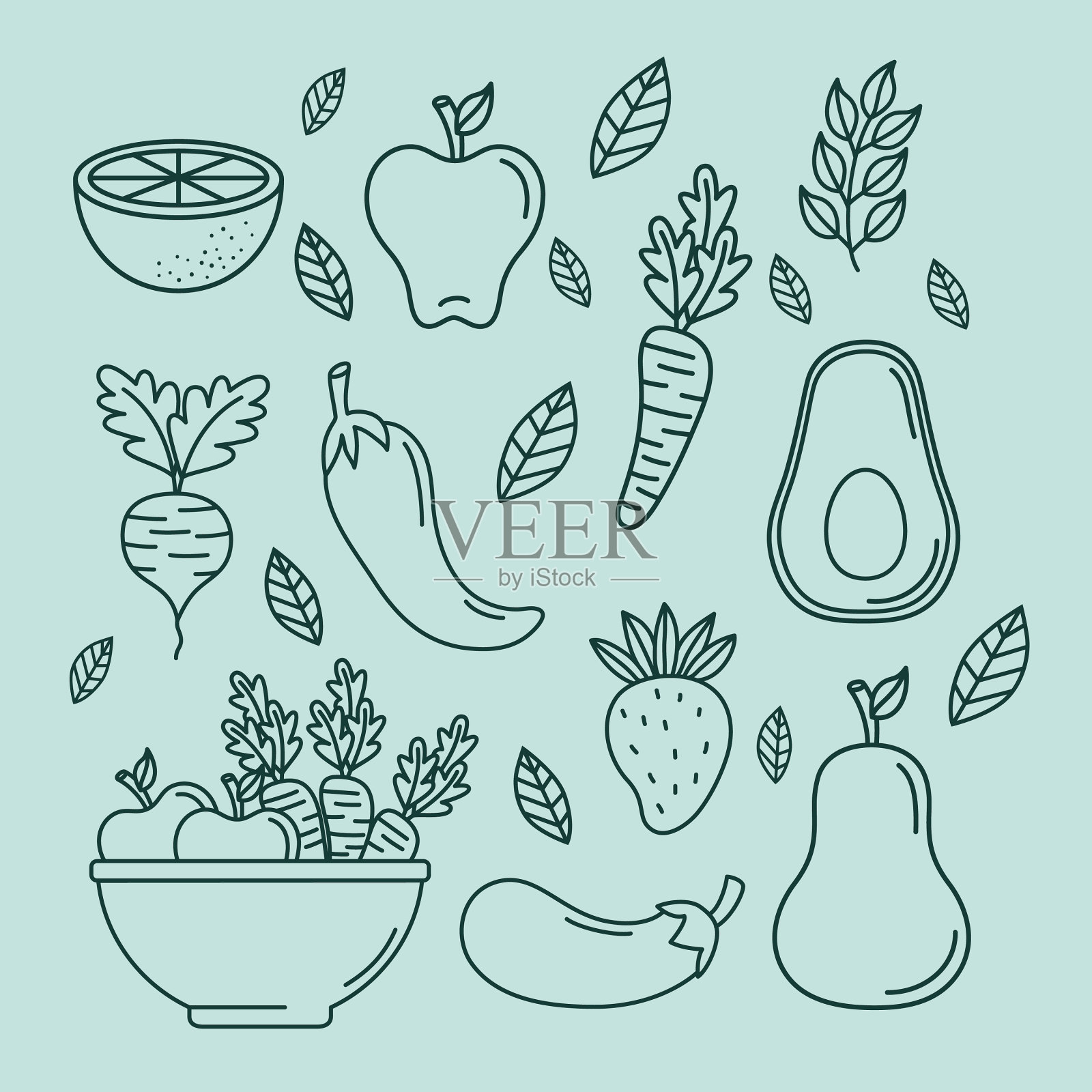 水果和蔬菜图标插画图片素材