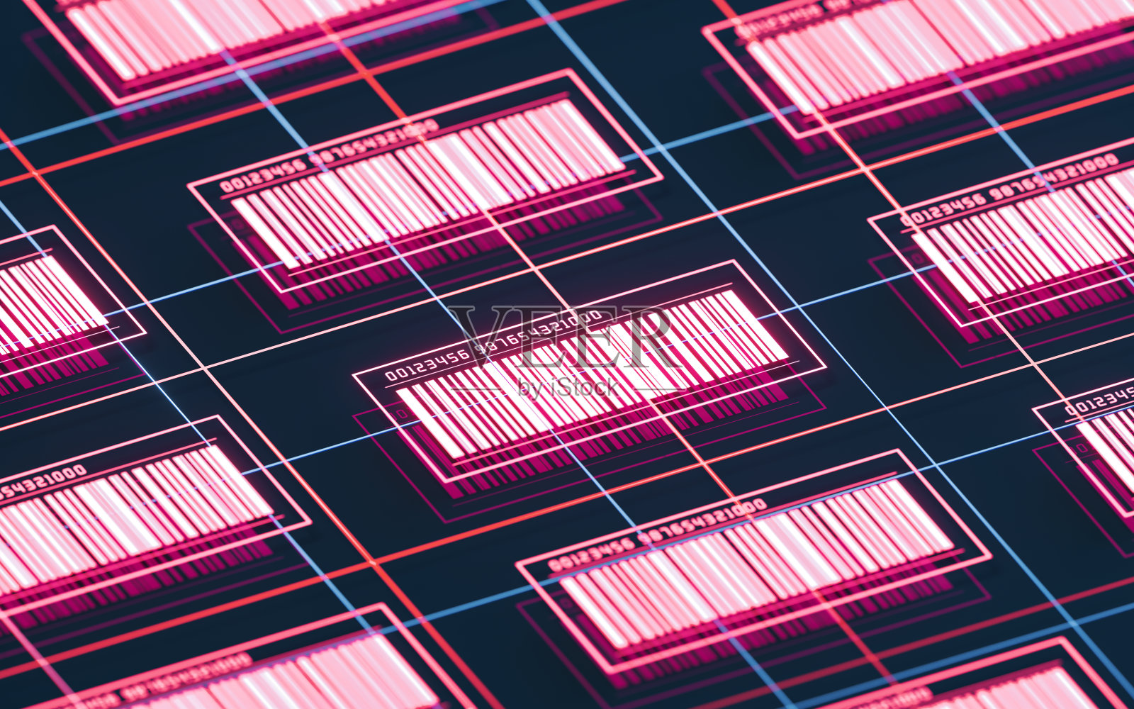 条形码与黑色背景,3d渲染。照片摄影图片