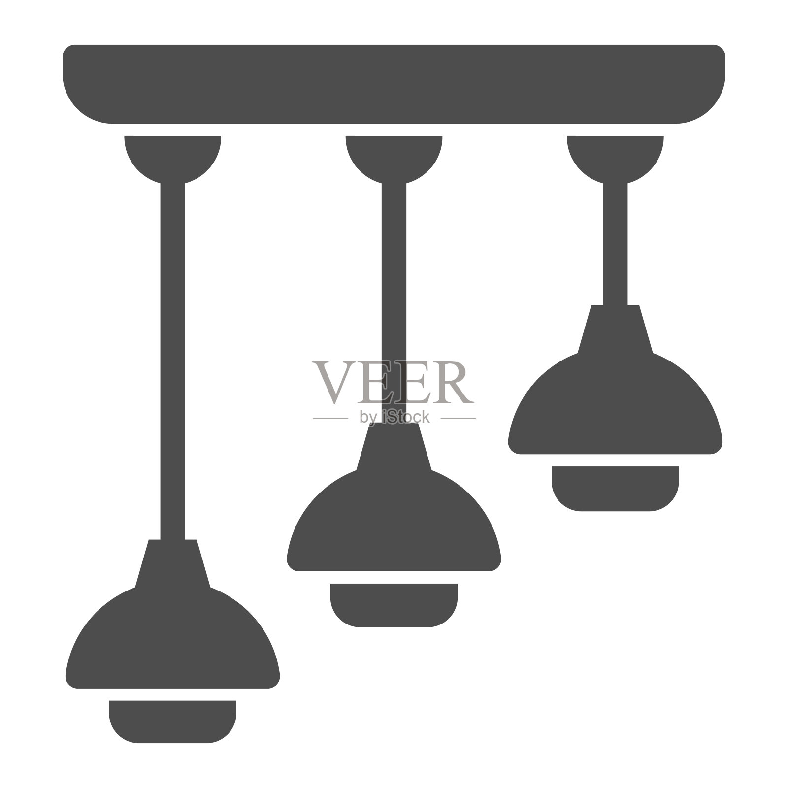 悬挂灯固体图标,室内设计概念,天花板灯标志在白色背景,灯泡灯罩图标在字形风格的移动概念和网页设计。矢量图形。图标素材