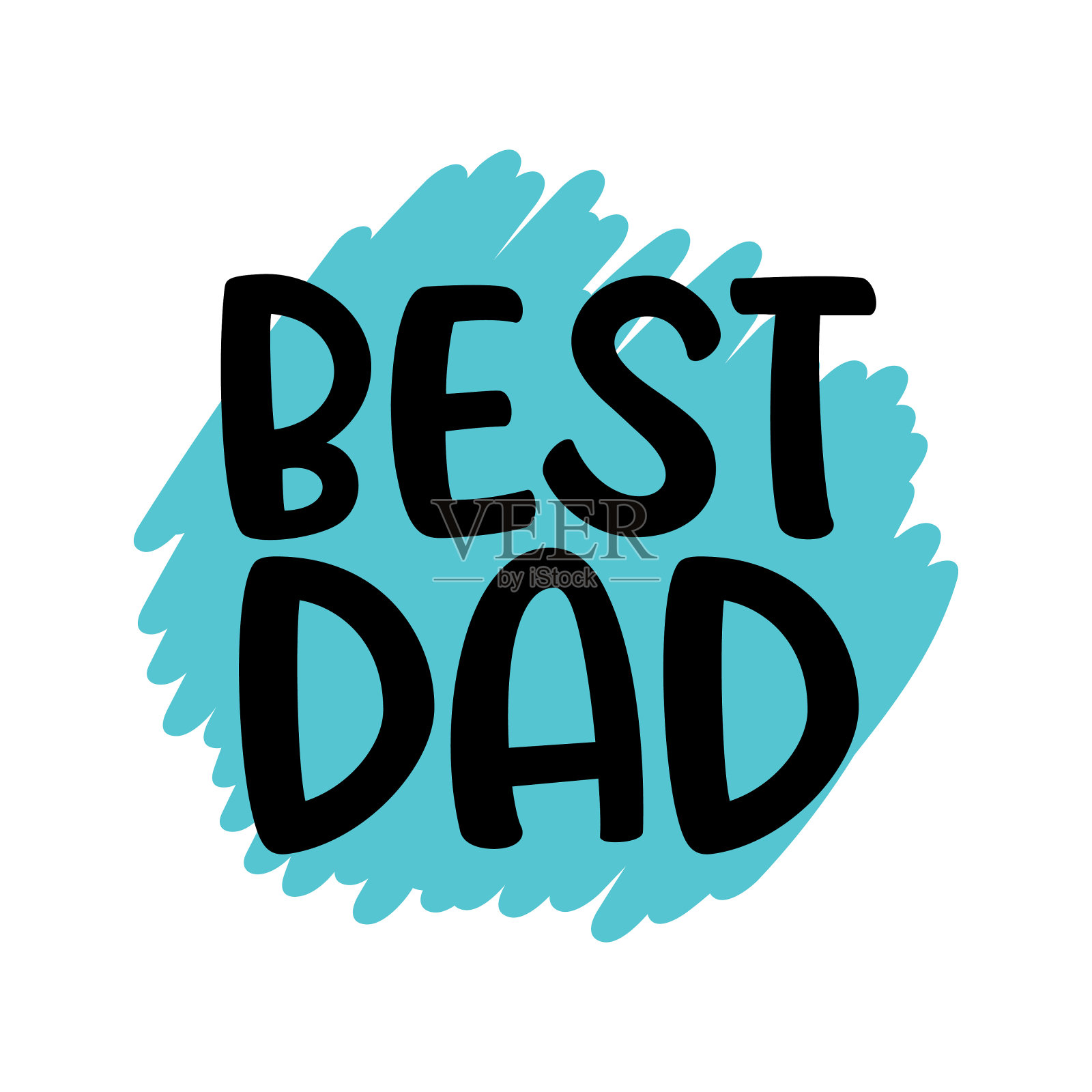 孤立的父亲节快乐在蓝色的背景上引用。最好的爸爸。祝贺标签,徽章。插画图片素材