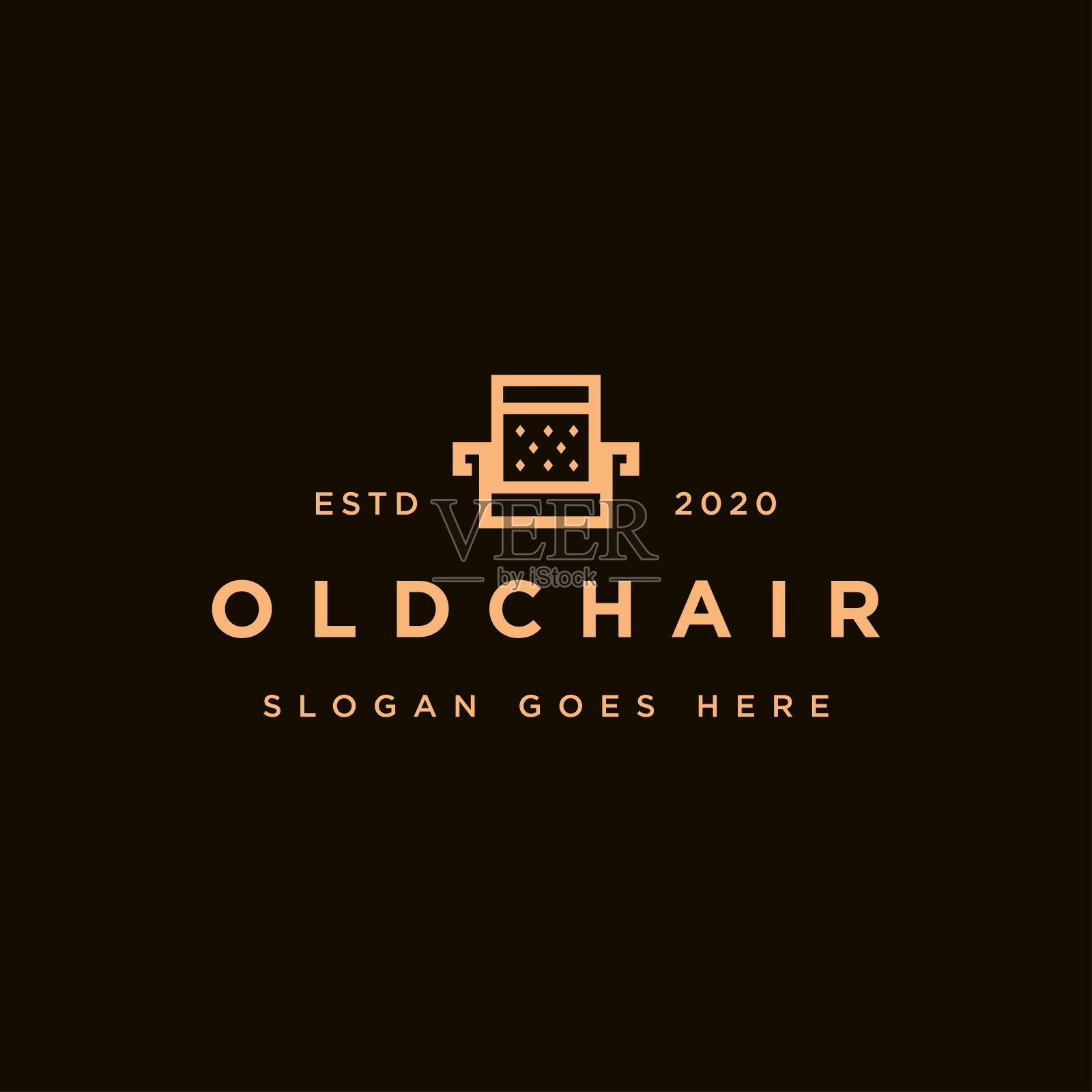 家具标志,椅子标志图标矢量模板上的黑色背景插画图片素材