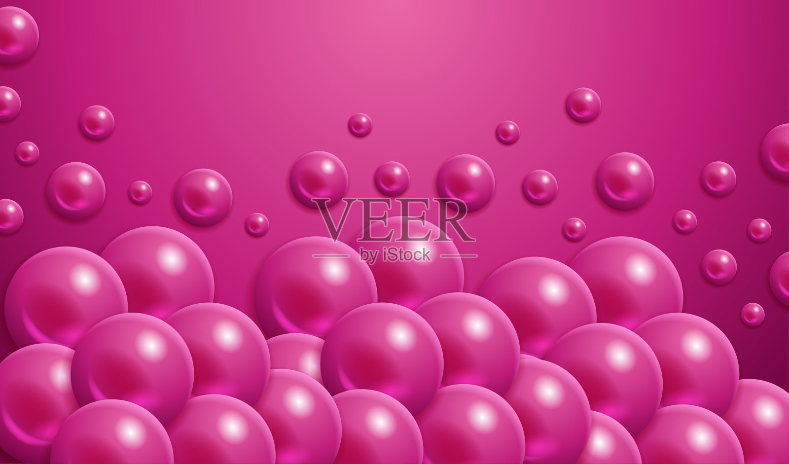 逼真的球体几何紫色设计元素圆圈气泡图案与三维粉红色球美丽的背景海报,横幅,招贴插画图片素材