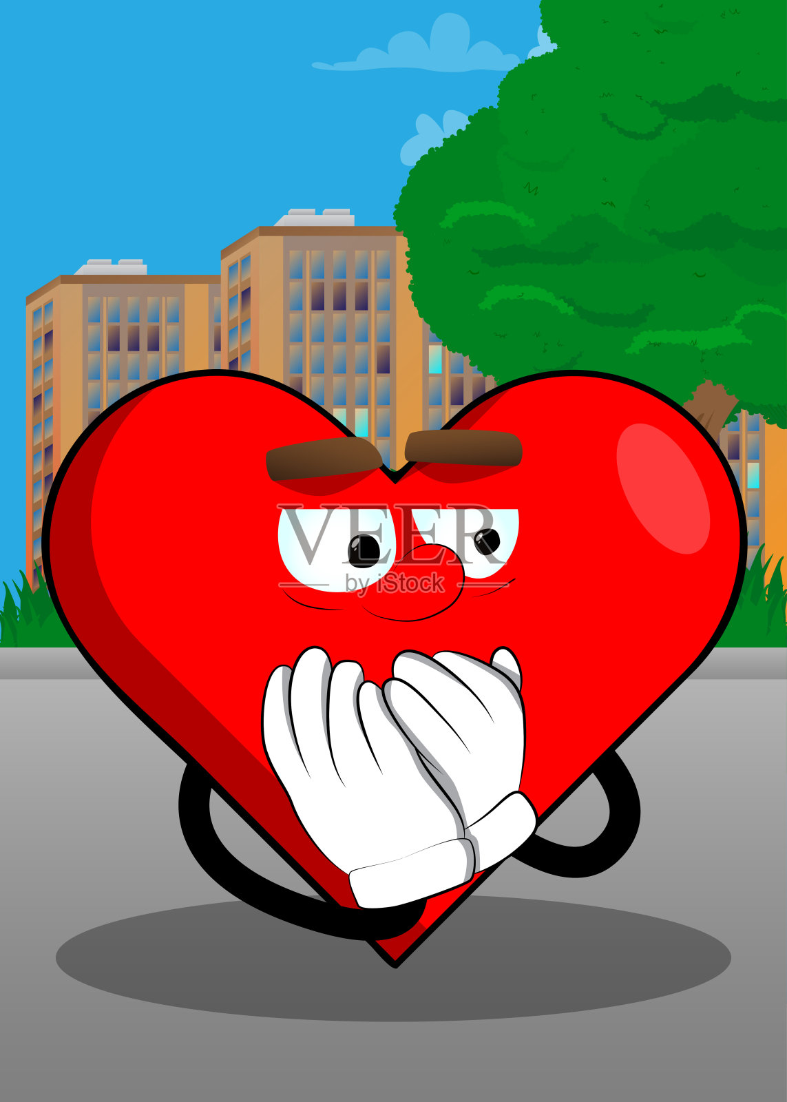 用手捂住嘴,做成心形。设计元素图片