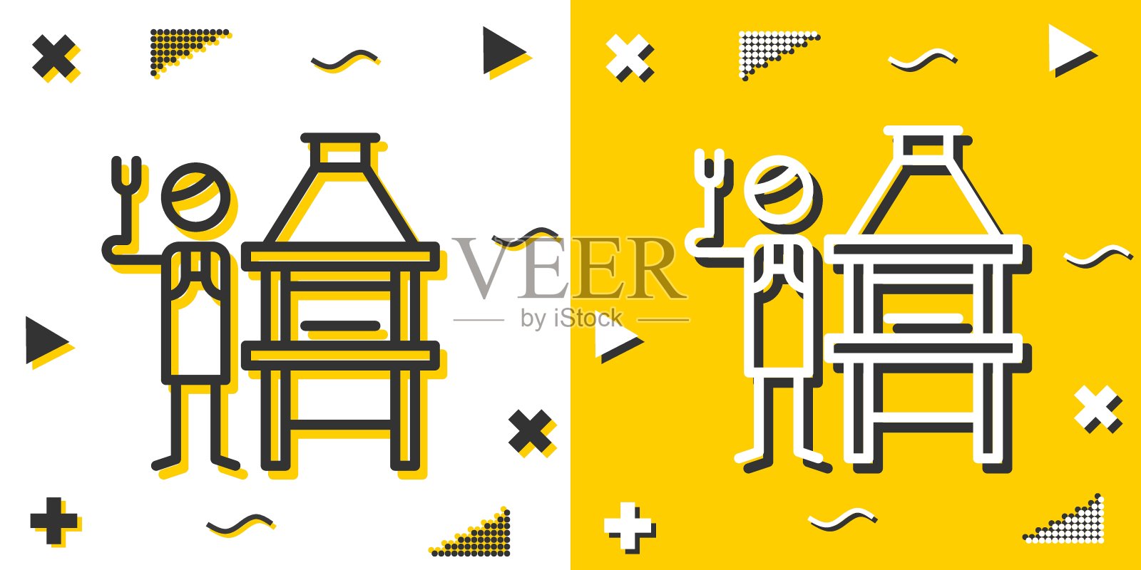 砖烤架线图标。简单的轮廓的风格。砖格栅线性标志。矢量插图孤立在白色背景上。可编辑的stroke EPS 10插画图片素材