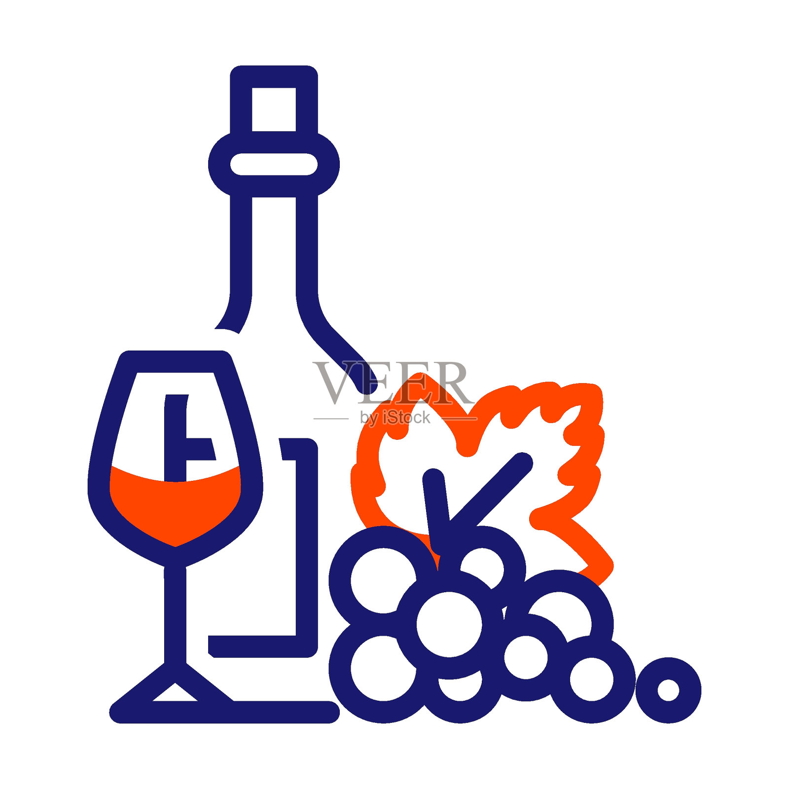 葡萄酒饮料线图标插画图片素材