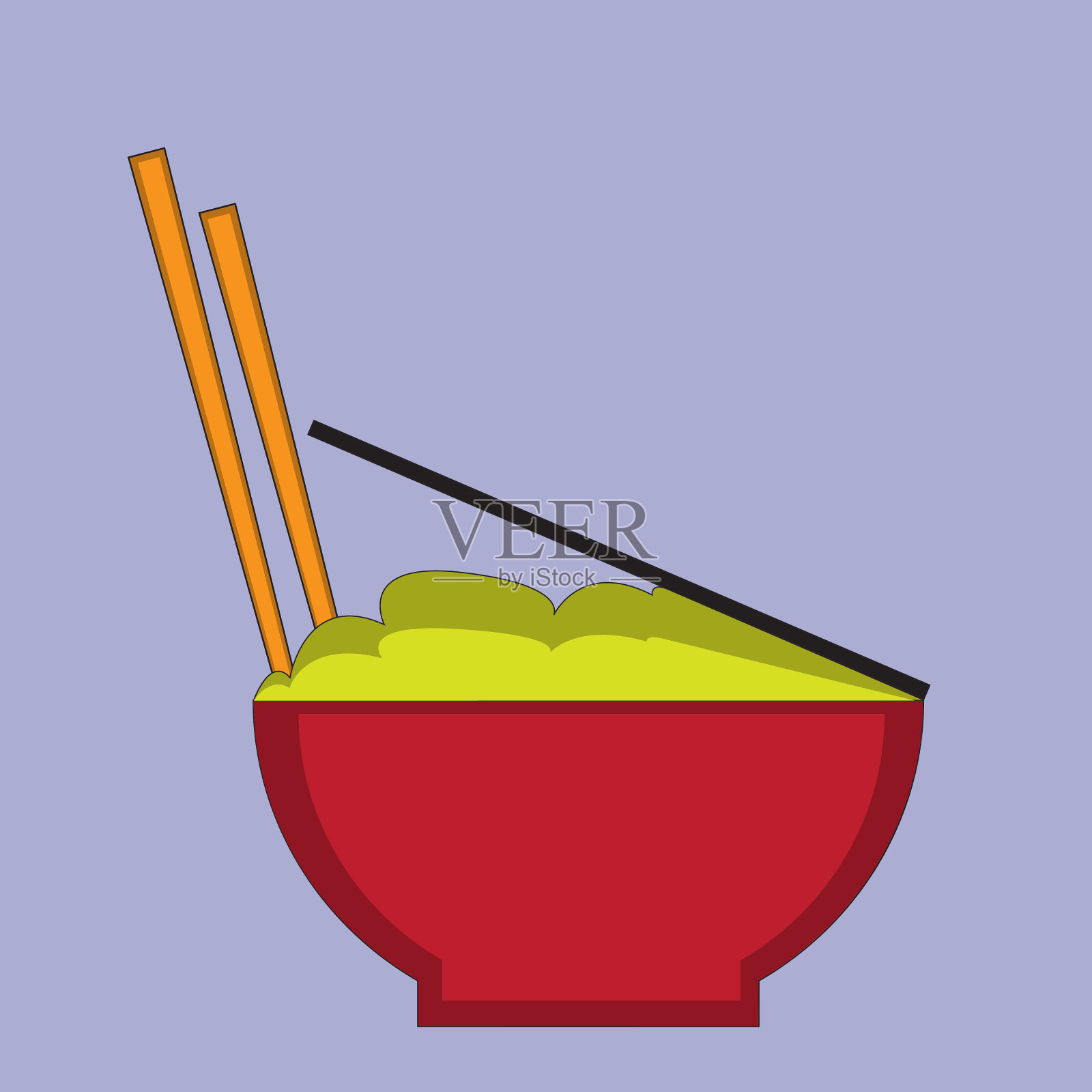 矢量插图,盛满食物的红色碗插画图片素材