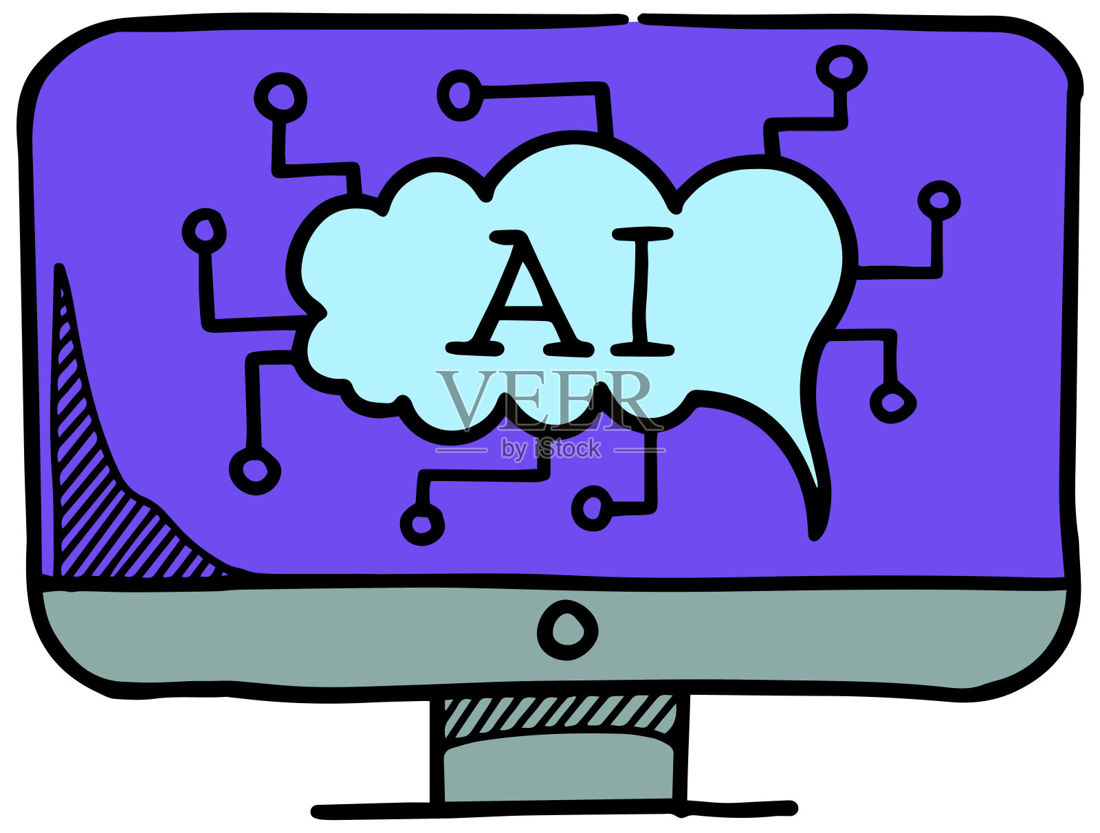 人工智能概念图标风格颜色矢量插图插画图片素材
