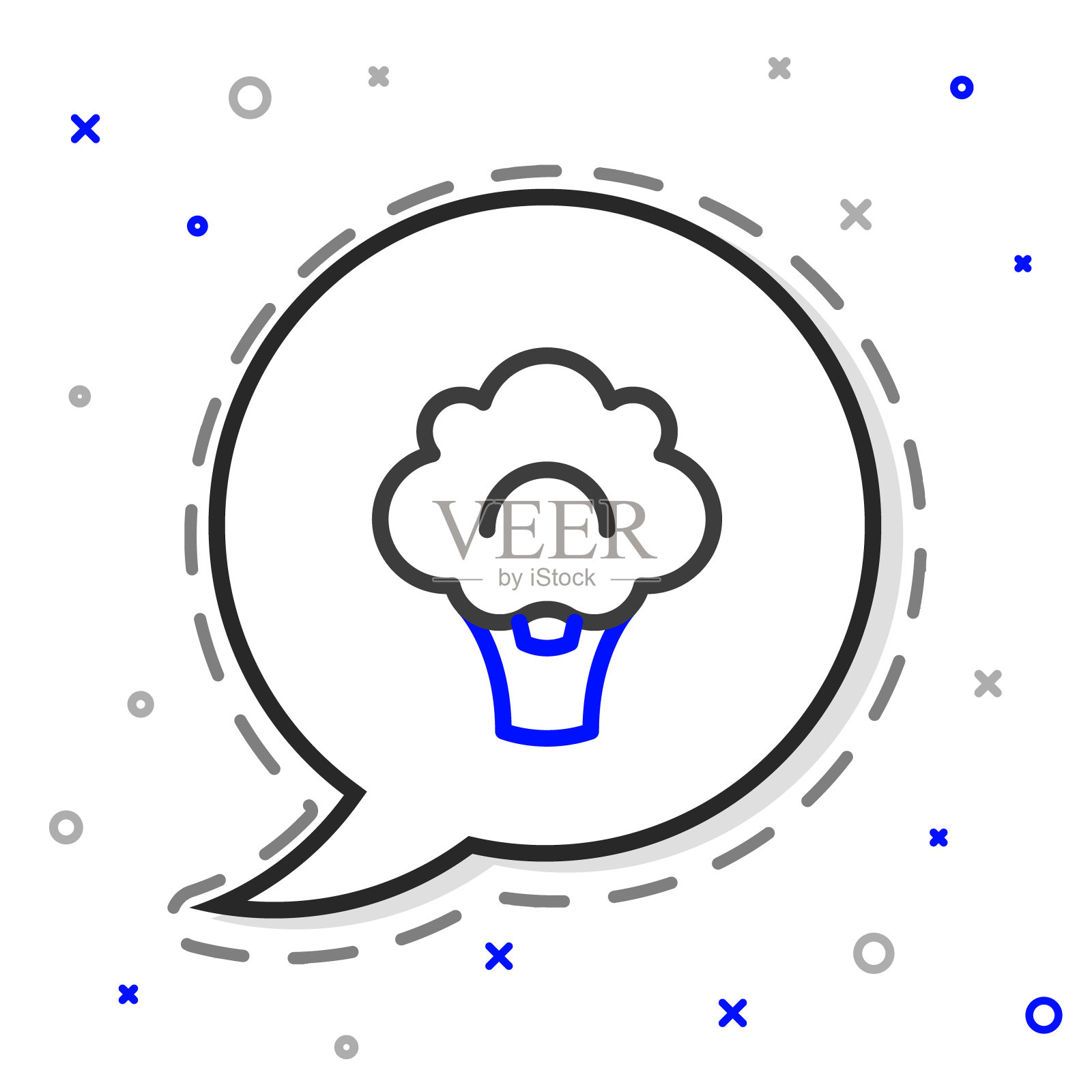 线西兰花图标孤立在白色背景。色彩斑斓的轮廓的概念。向量图标素材