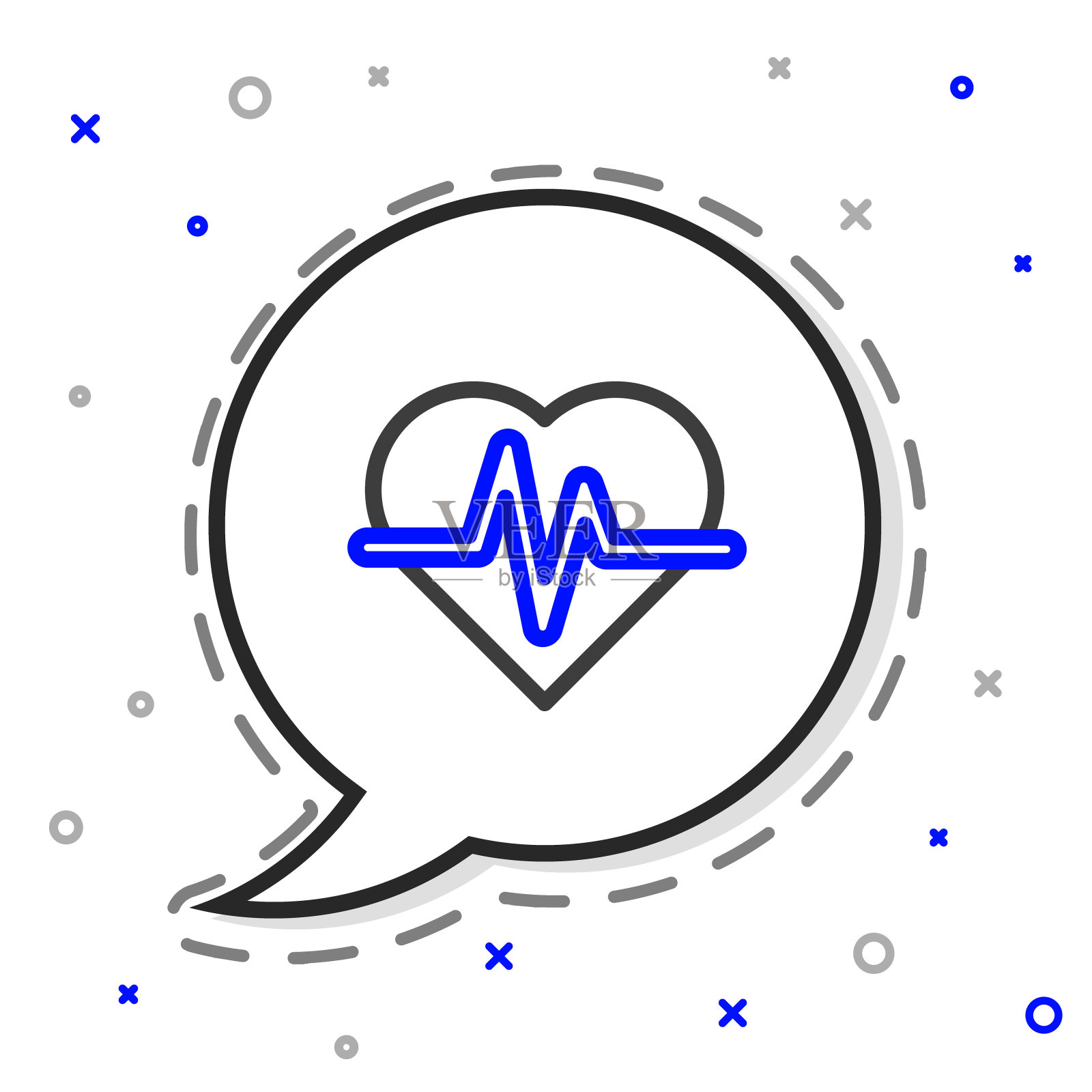 线心率图标孤立在白色背景上。心跳信号。心脉图标。心电图图标。色彩斑斓的轮廓的概念。向量插画图片素材