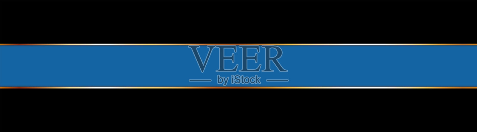 蓝色丝带横幅与黑色背景上的金色框架插画图片素材