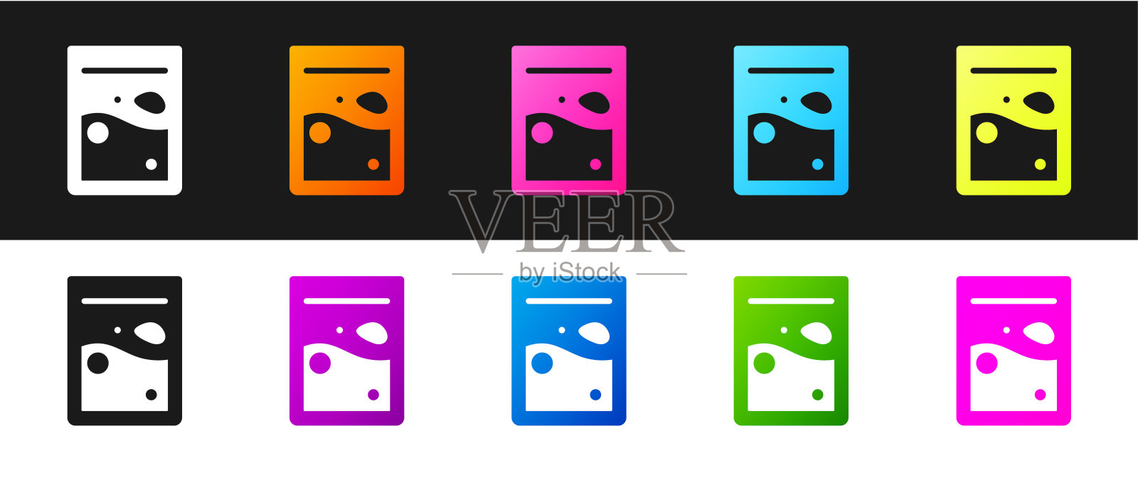 设置塑料袋的药物图标孤立在黑白背景上。健康危险。向量图标素材