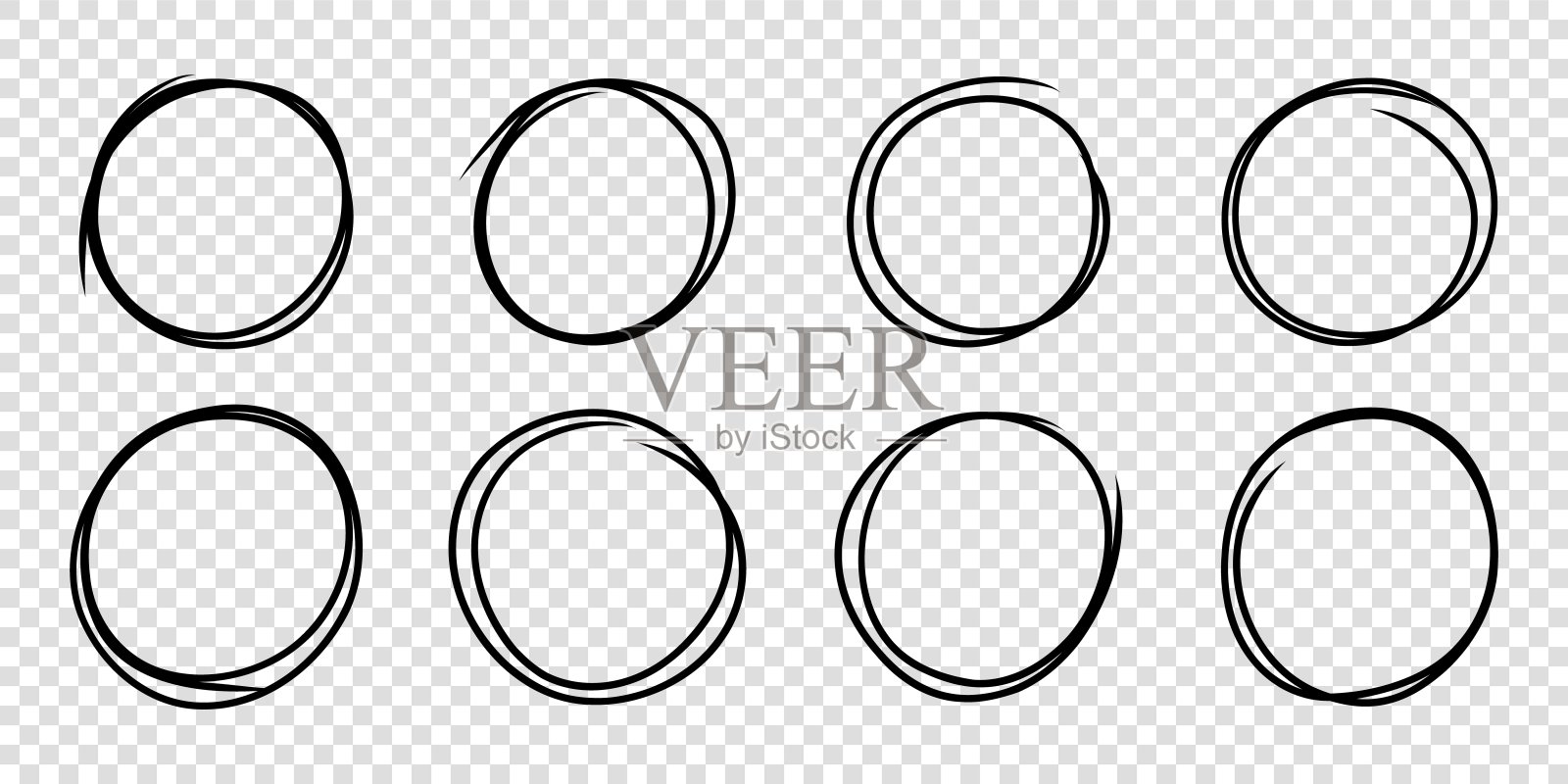 涂鸦循环示意图。手绘圆形。矢量圆形框架设计元素图片