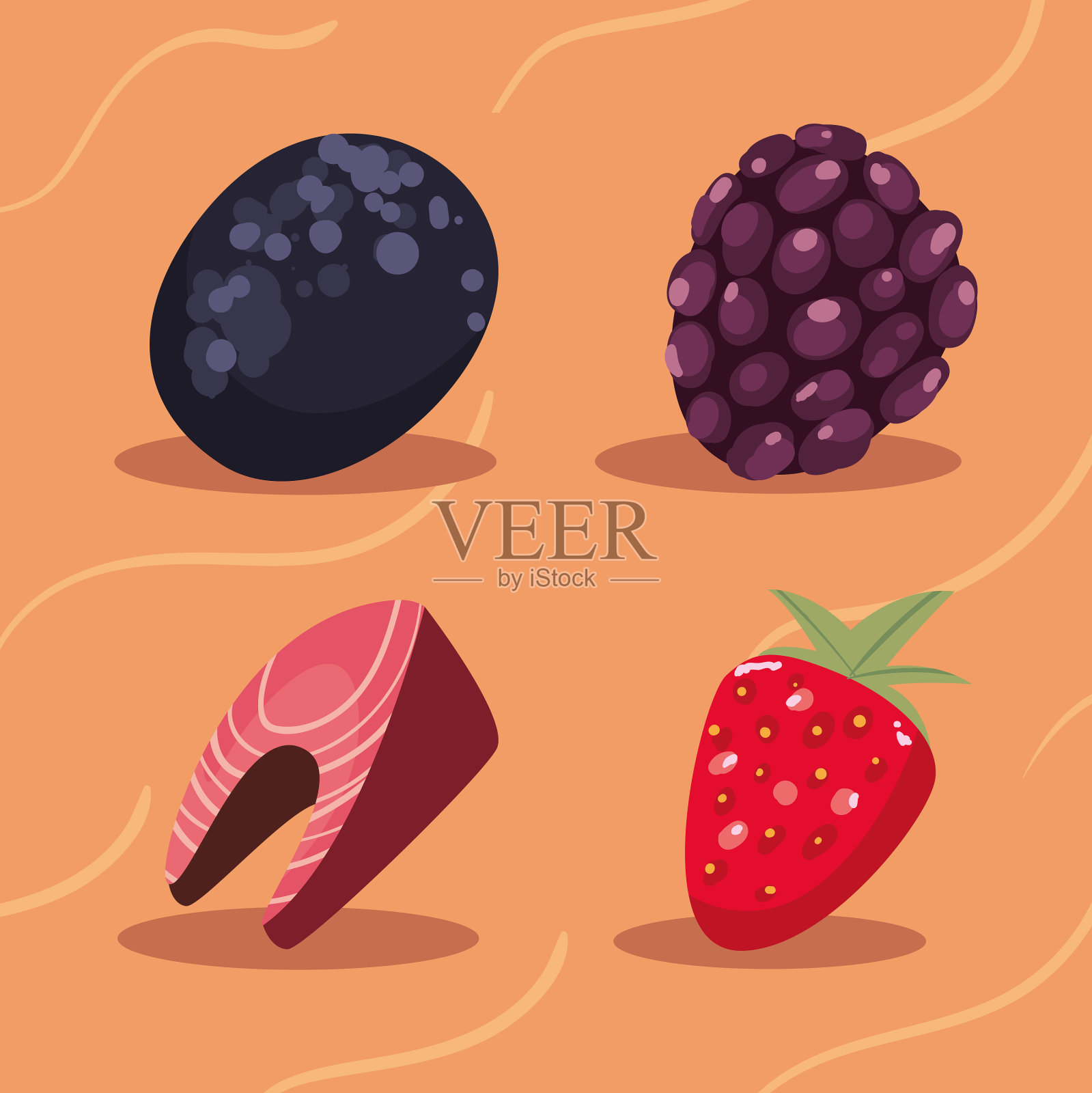 四个健康食品插画图片素材