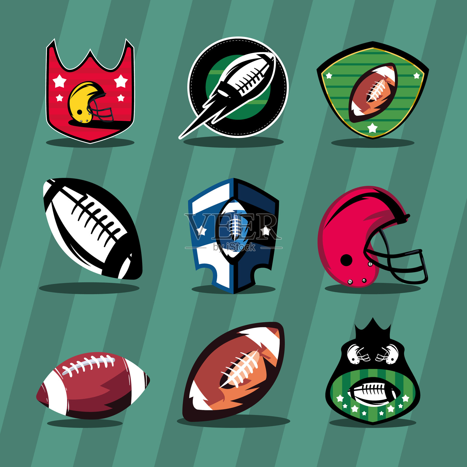美式足球的9个项目插画图片素材