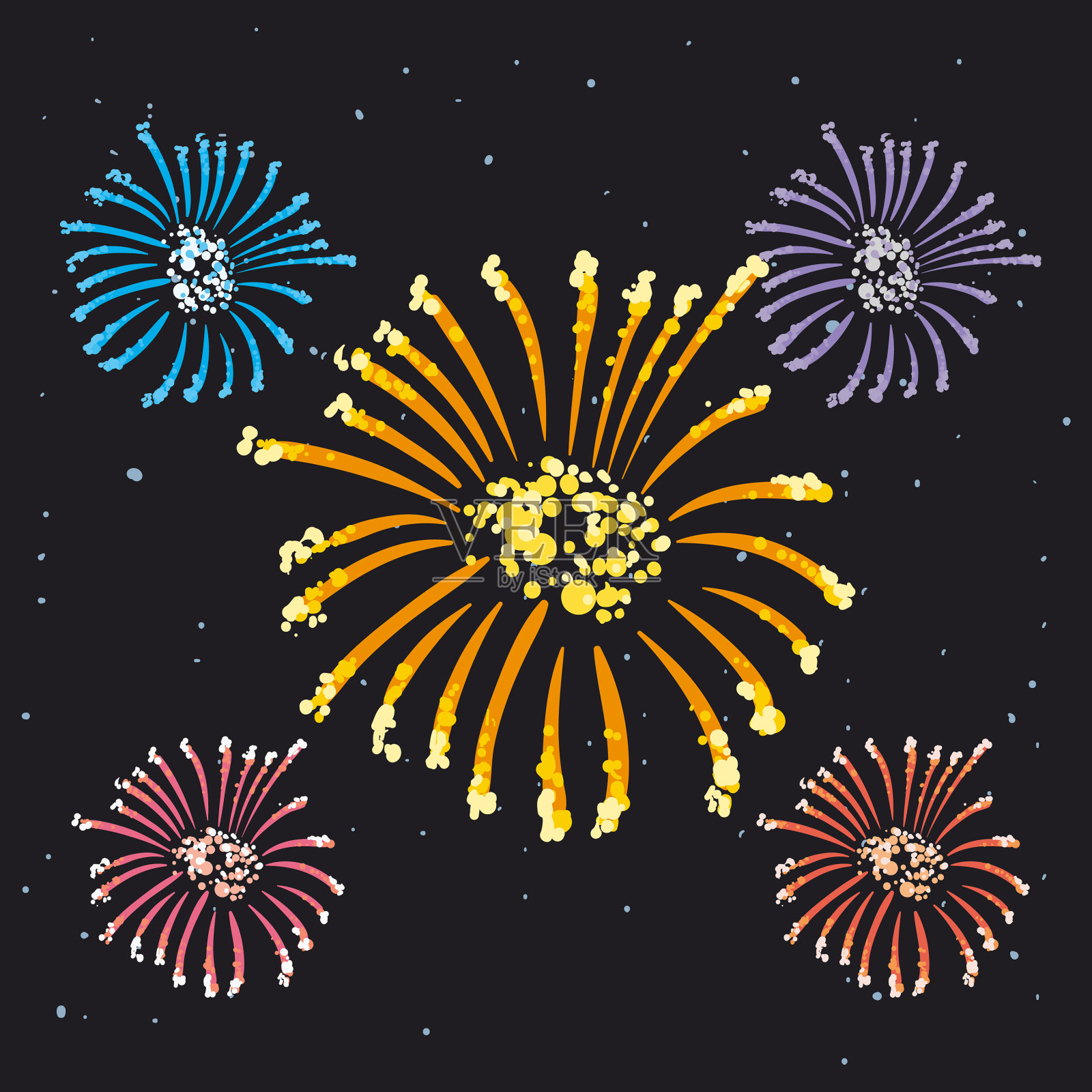 彩色的烟花爆炸插画图片素材