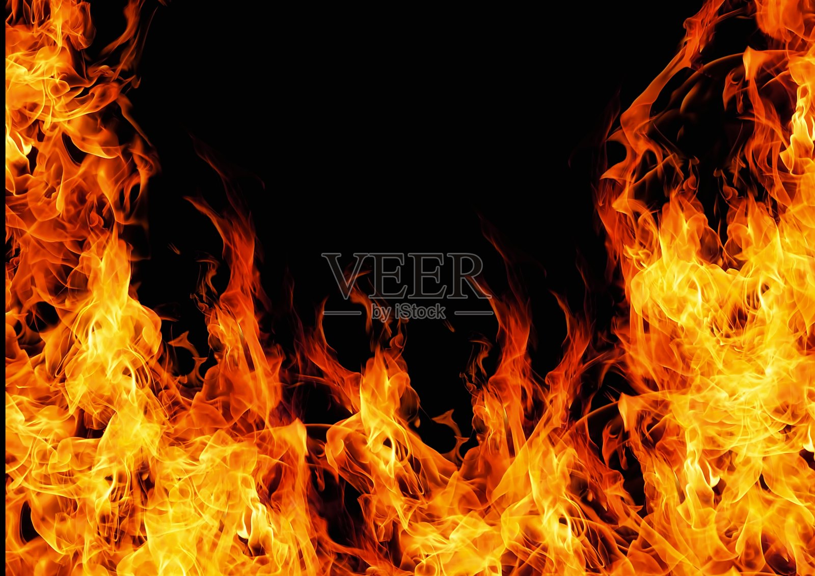 燃烧的火和黑色背景的插图照片摄影图片