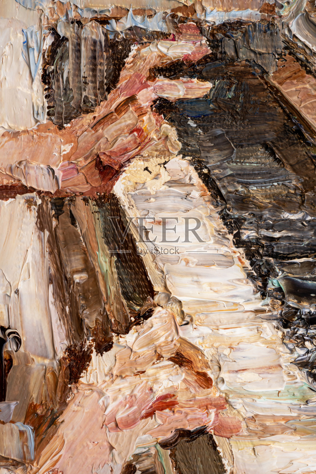 年轻漂亮女孩的肖像碎片。以富有表现力的方式创作。插画图片素材