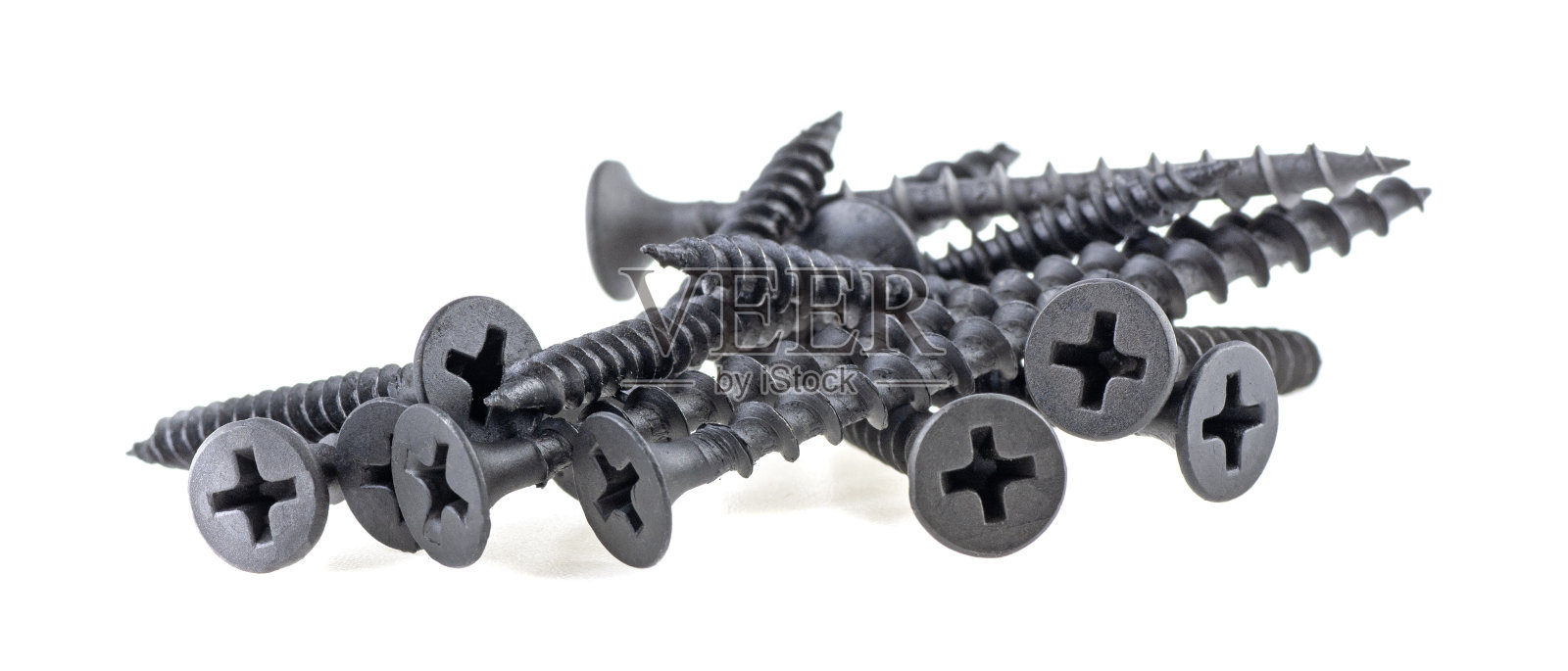 黑色新的自攻螺钉孤立在白色背景上照片摄影图片