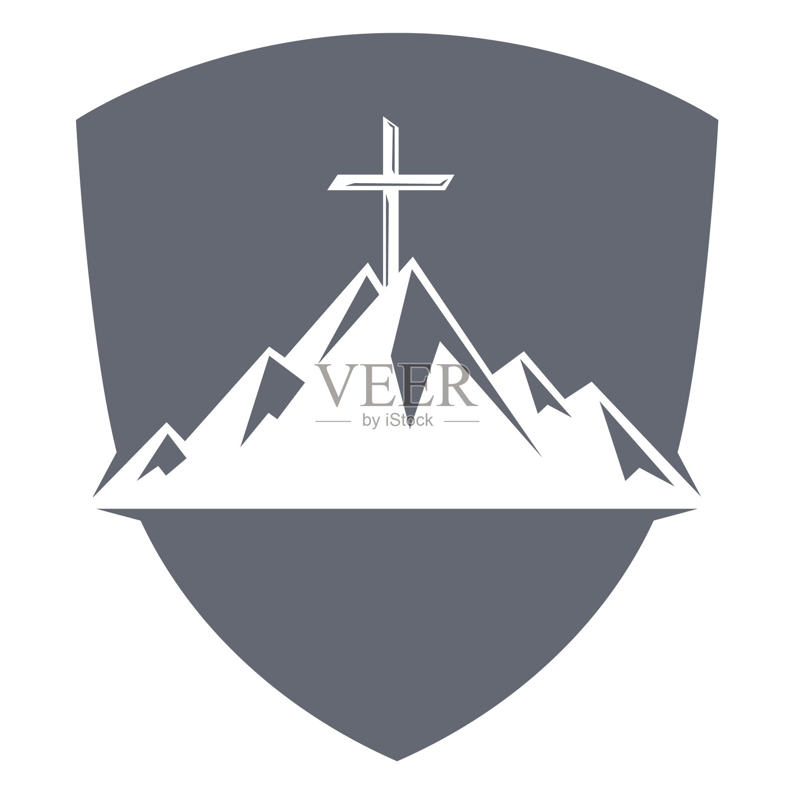 在山顶上十字架。插画图片素材