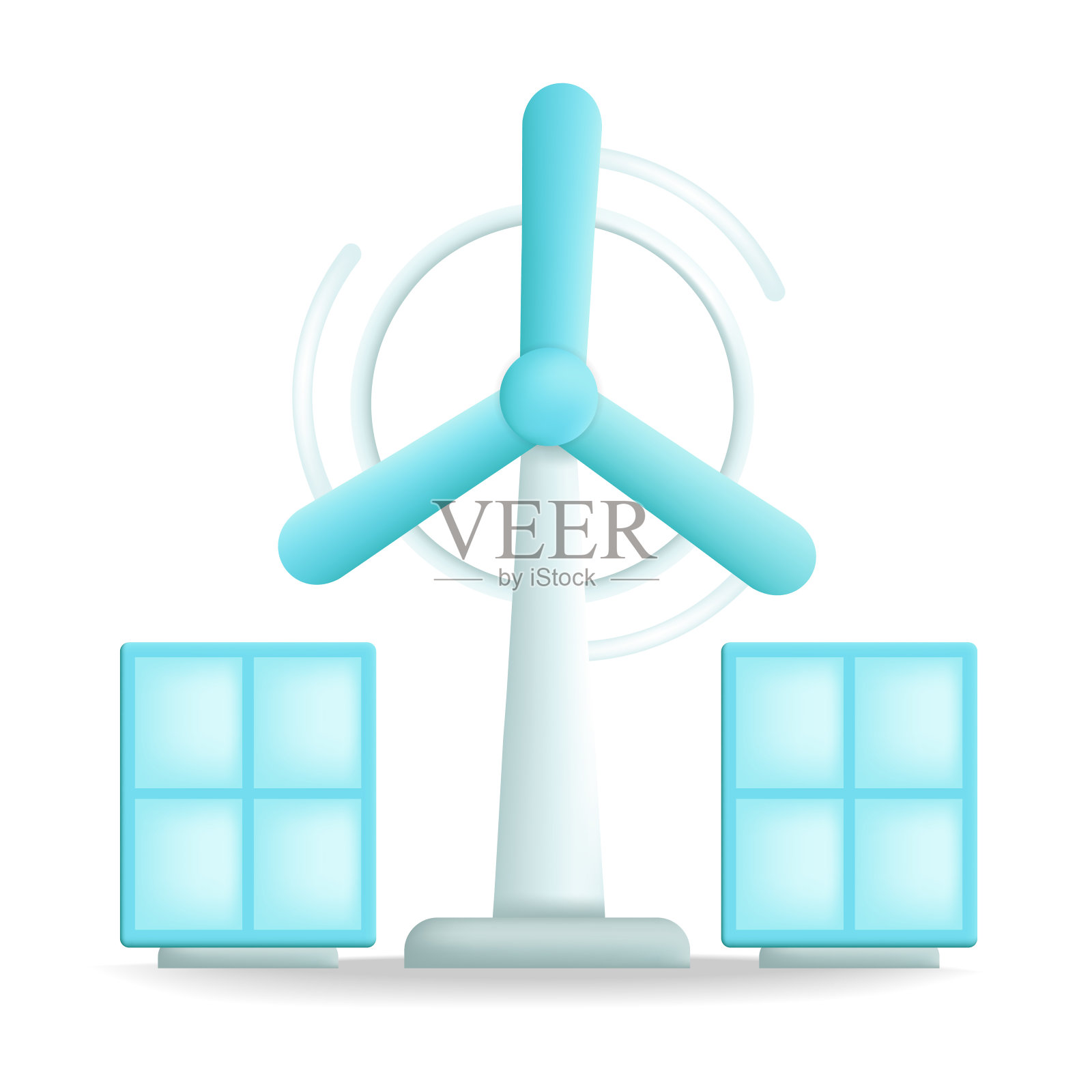 风能三维卡通风格矢量插画设计。设计元素图片