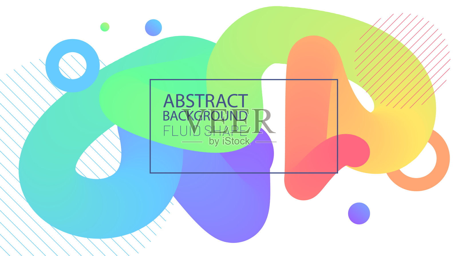 抽象流体曲线背景彩虹色。混合梯度浮动圆波。动态组成与各种元素的网站或横幅插画图片素材
