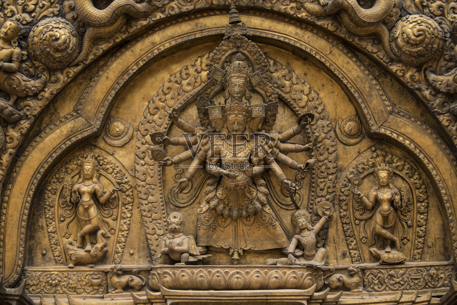 加德满都谷地的巴德岗古城。照片摄影图片