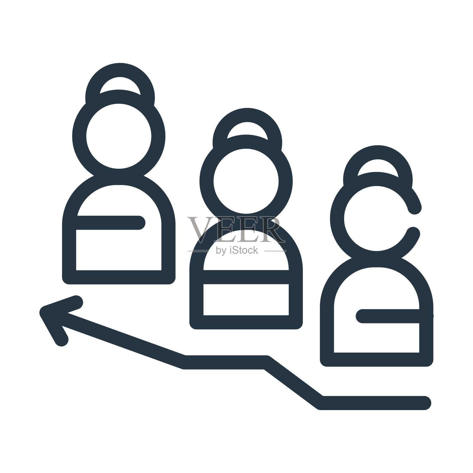 团队成功细线图标。商业、金钱的线性图标是从人们概念孤立的轮廓符号。矢量插图符号元素的网页设计和应用程序。图标素材