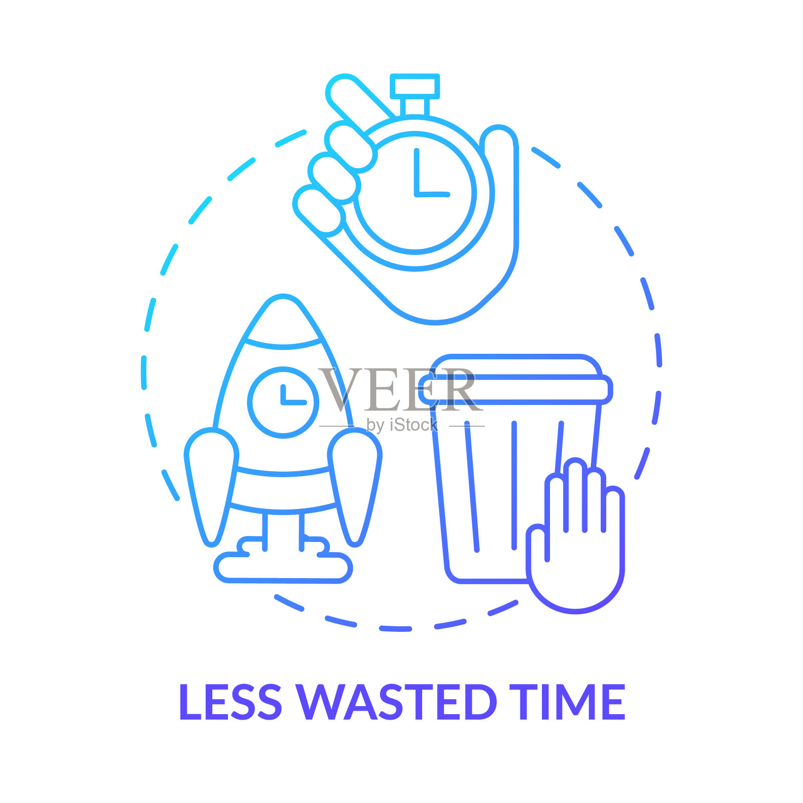 少浪费时间蓝色渐变概念图标图标素材