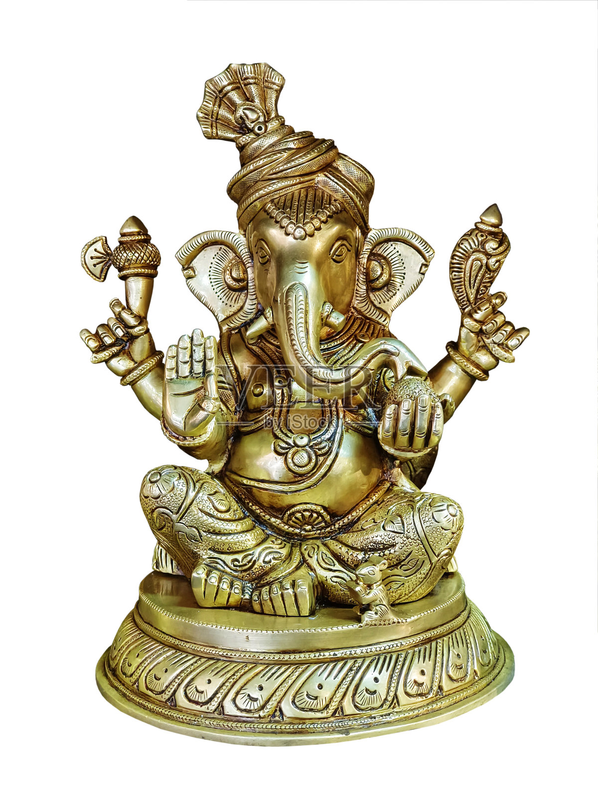 甘尼萨神像,快乐的甘尼萨节,青铜甘尼萨雕像,甘尼萨是印度教的成功之神。照片摄影图片