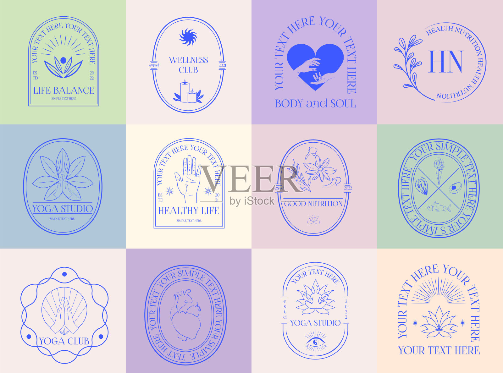 收集健康线性图标设置设计元素图片