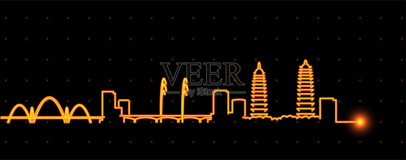 太原光纹天际线轮廓插画图片素材