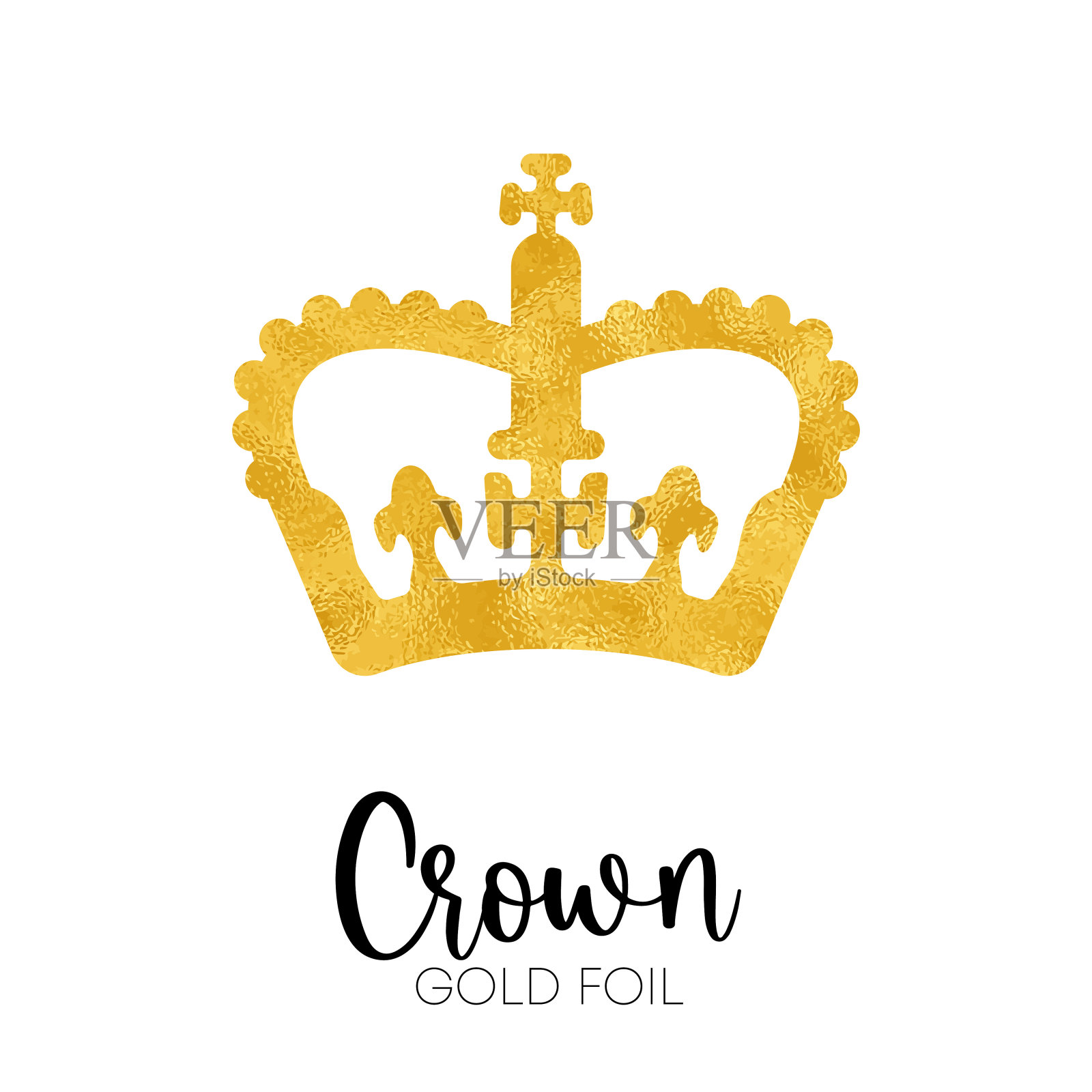 女王或国王王冠矢量标志。金色的电晕标识插画图片素材