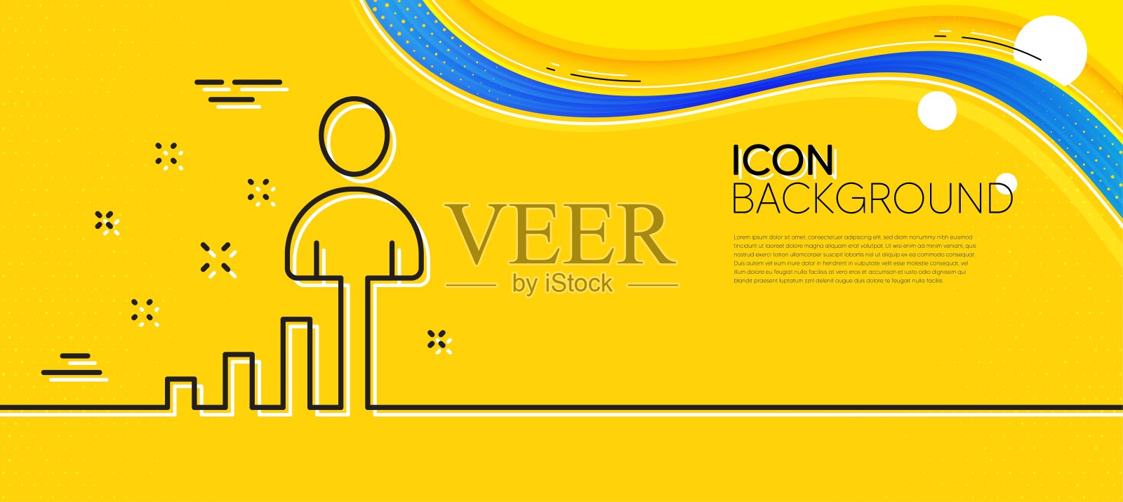 统计行图标。企业管理的迹象。极小线黄色横幅。向量插画图片素材