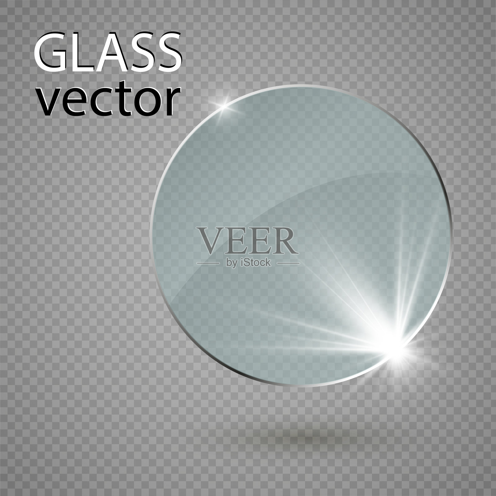 向量玻璃横幅上透明的背景。空的透明玻璃框架。干净的背景矢量。插画图片素材