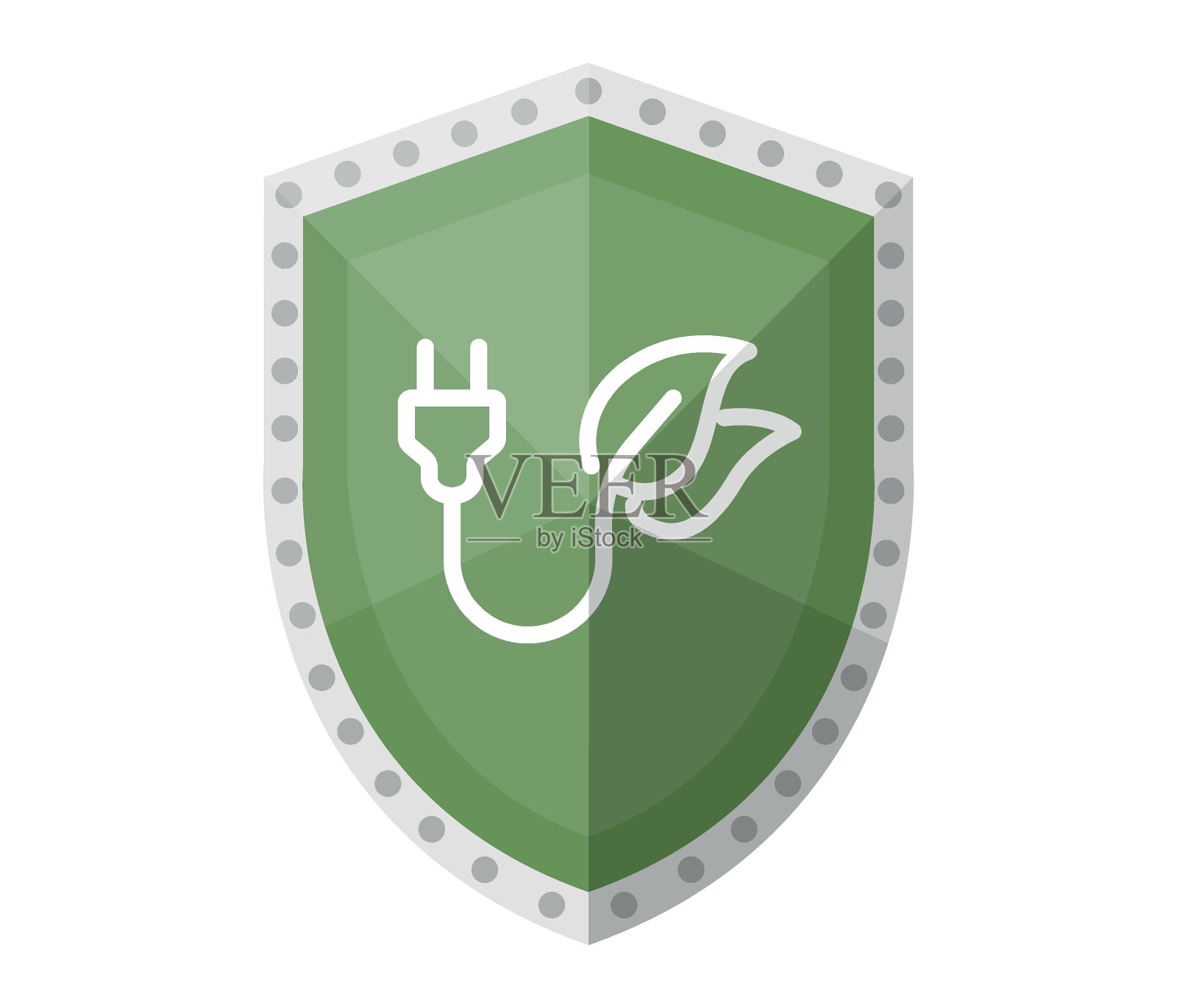 节约清洁和可再生能源的理念。盾和能量图标。矢量图标logo模板插画图片素材