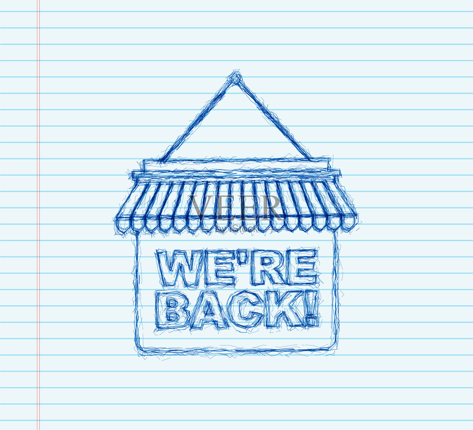 速写横幅和我们是后门标牌后面插画图片素材