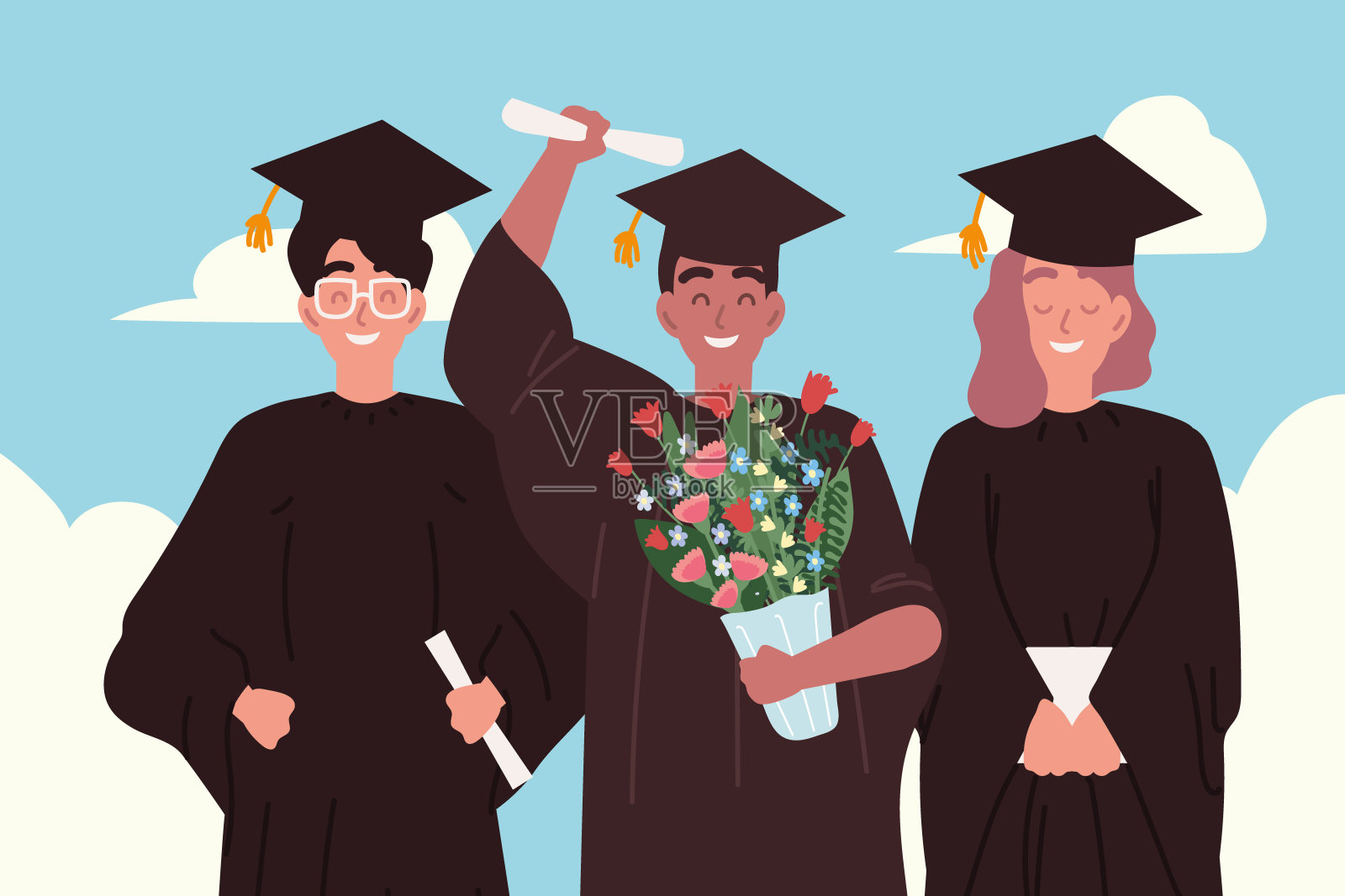 人大学毕业插画图片素材