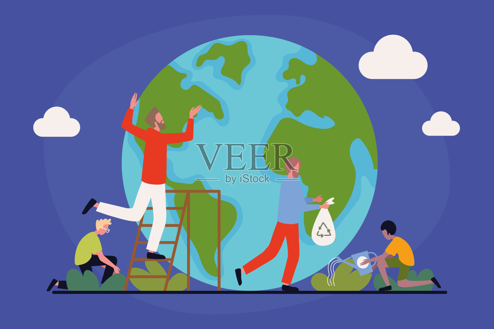 社区服务及支援插画图片素材