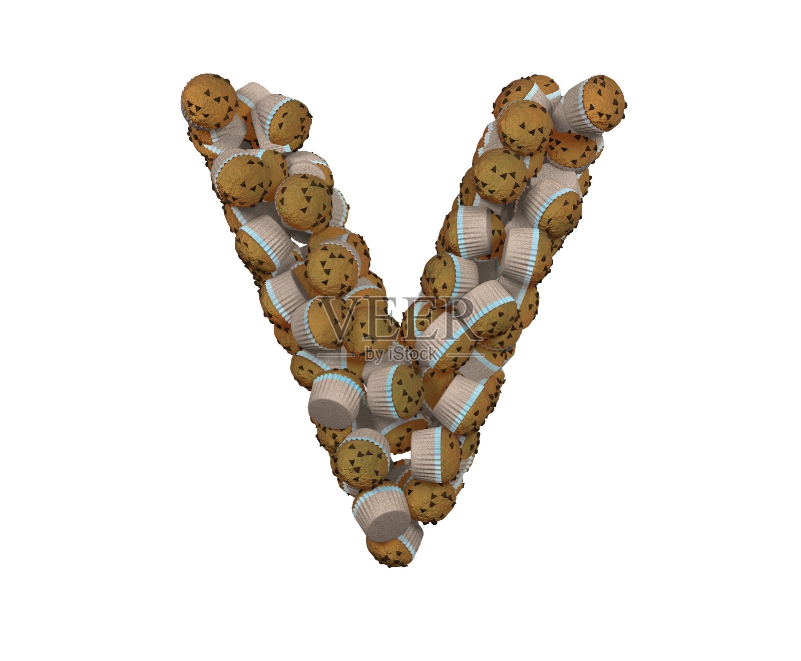 松饼主题字体字母V照片摄影图片