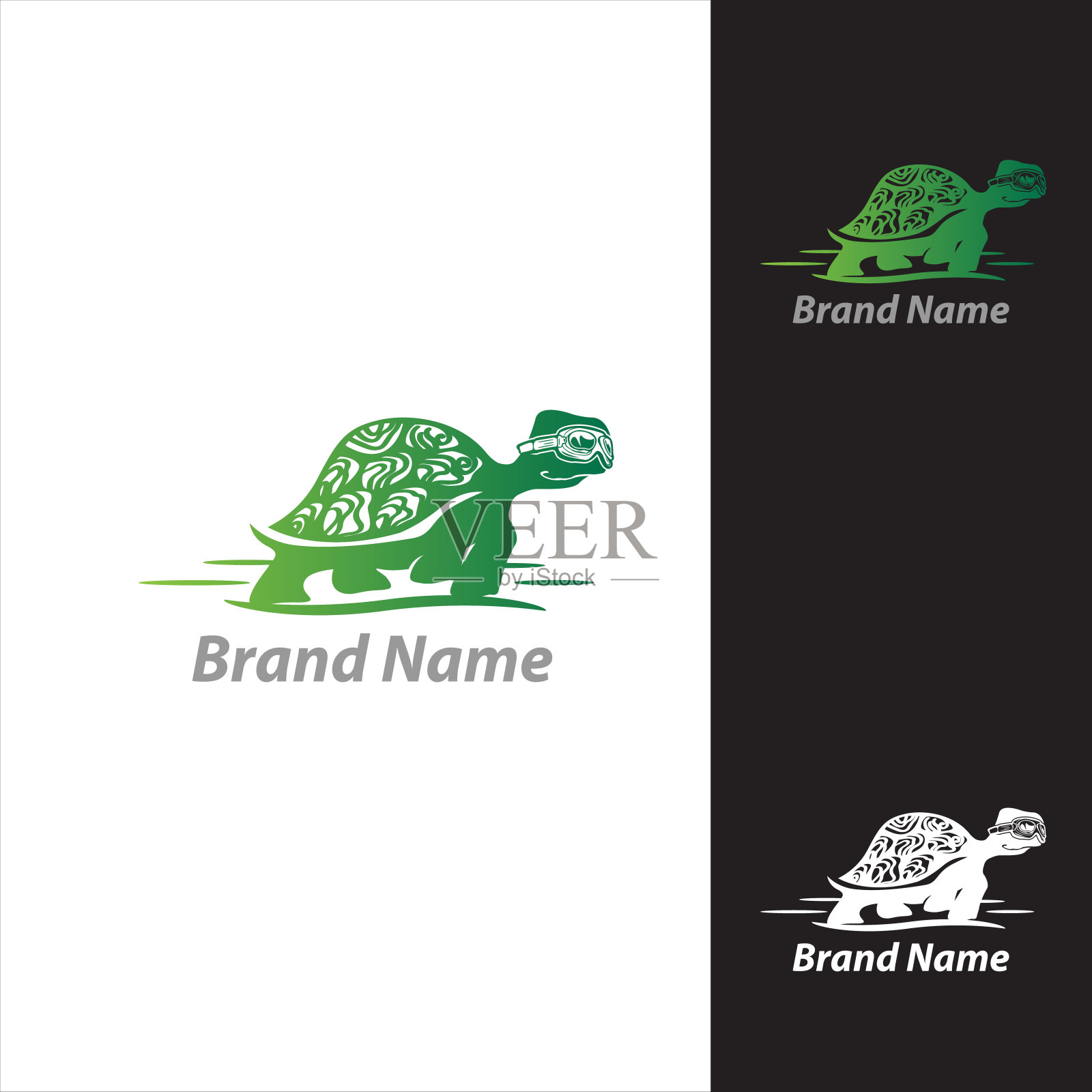 乌龟戴眼镜向量插图的野生动物标志设计插画图片素材