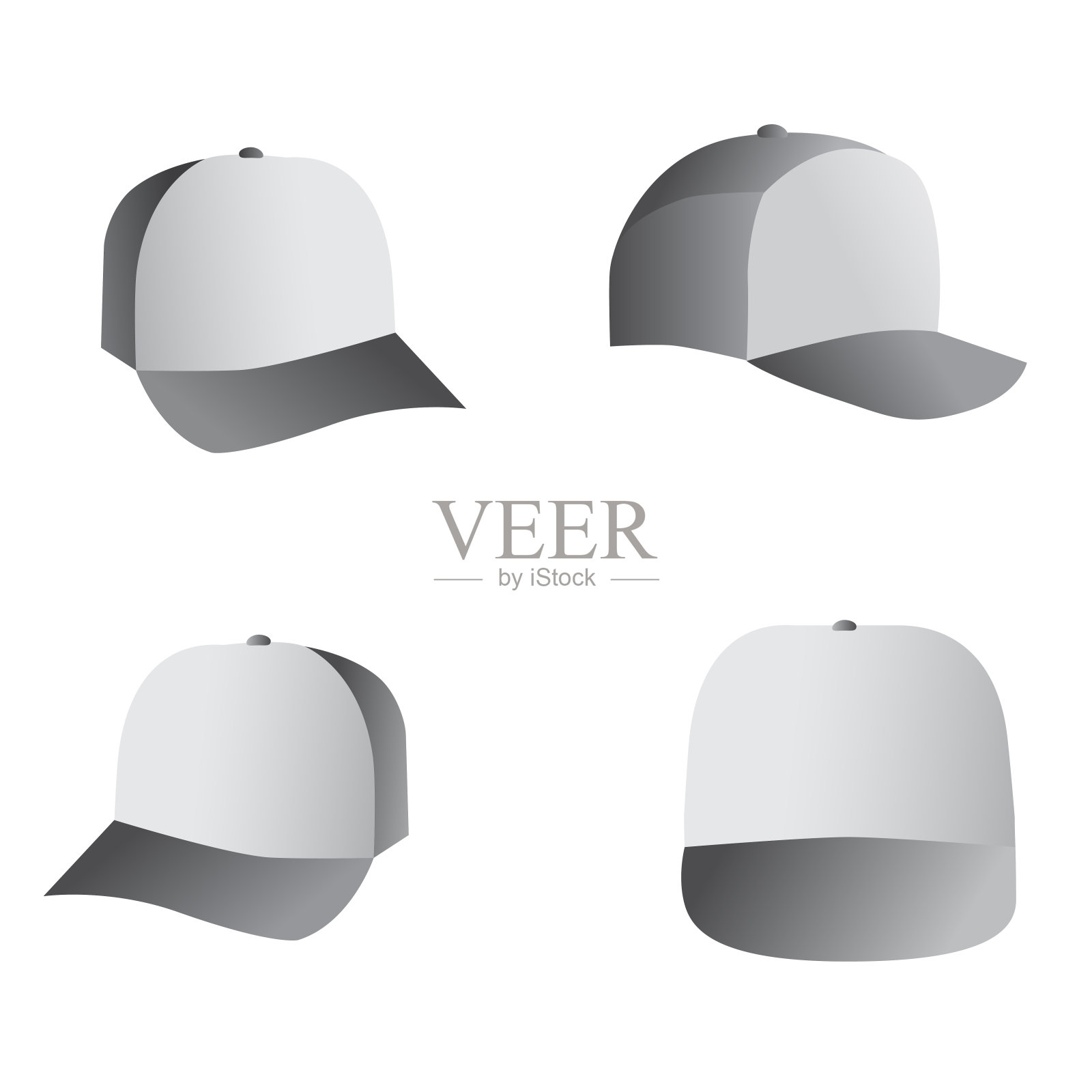 简单设置4向量印尼高级灰色高中帽子设计元素图片