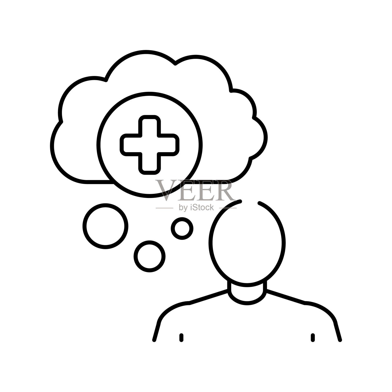 躁狂心理问题线图标矢量插图插画图片素材