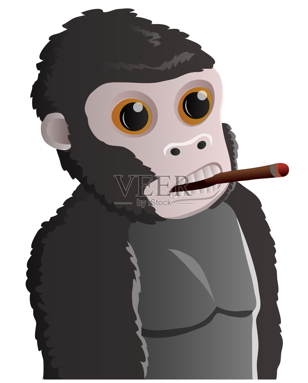 可爱的猿与雪茄矢量图标插画图片素材